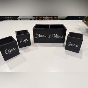 Black Wooden Storage Boxes Set